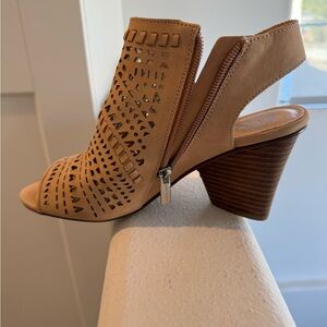 Tan Ankle Bootie Sandals by Vince Camuto.